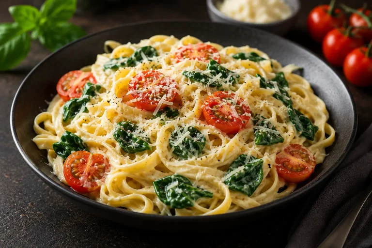 Krem pasta sa spanaćem i čeri paradajzom - kremasta testenina gotova za 30 minuta